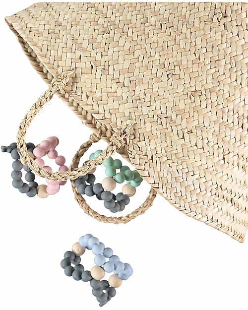 Nibbling Teether Natural Nib Cubes, Blue and Grey - 100% Food Grade Silicone Teethers