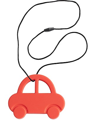 Nibbling Teether Red Car & Teething Necklace 2-in-1 - 100% Food Grade Silicone Teethers