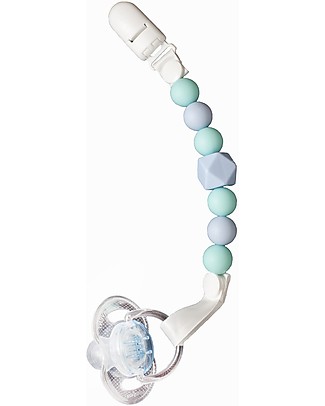 Nibbling Universal Dummy Clip - Geo Mint - 100% Food Grade Silicone and Breakaway Clasp! Dummies & Soothers