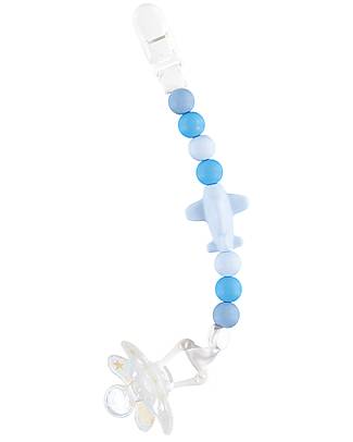 Nibbling Universal Dummy Clip - Jetset Blue - 100% Food Grade Silicone and Breakaway Clasp! Dummies & Soothers