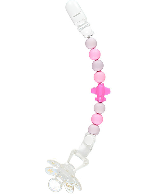Nibbling Universal Dummy Clip - Jetset Pink - 100% Food Grade Silicone and Breakaway Clasp! Pacifier Chains