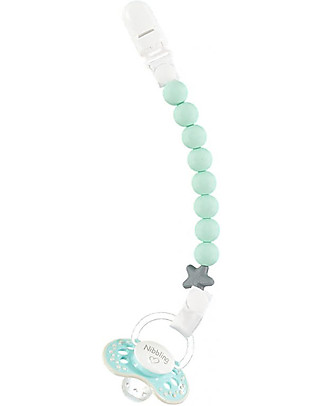 Nibbling Universal Dummy Clip - Pluto Mint - 100% Food Grade Silicone and Breakaway Clasp! Dummies & Soothers