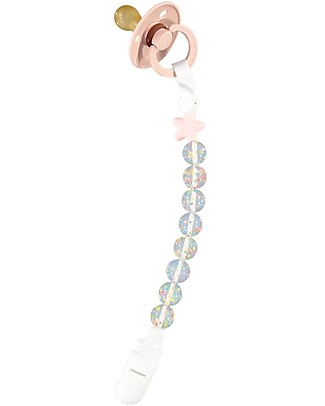 Nibbling Universal Dummy Clip - Pluto Pink - 100% Food Grade Silicone and Breakaway Clasp! Dummies & Soothers