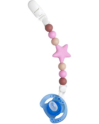 Nibbling Universal Dummy Clip - Stellar Pink - 100% Food Grade Silicone and Breakaway Clasp! Dummies & Soothers