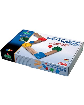 NICToys Ball Track Beginner set - 14 pieces - Multicolor - 100% FSC Wood Wooden Blocks & Construction Sets