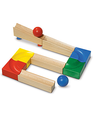 NICToys Ball Track Beginner set - 14 pieces - Multicolor - 100% FSC Wood Wooden Blocks & Construction Sets