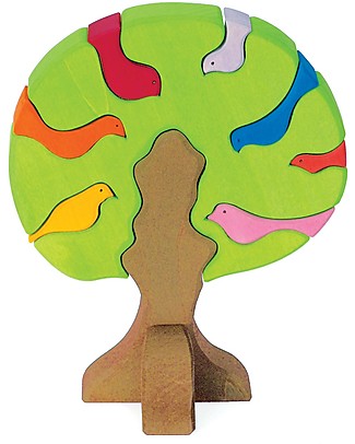 NICToys Bird tree Construction set - 9 pieces - Multicolor - 100% FSC Wood Wooden Stacking Toys
