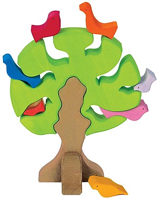 NICToys Bird tree Construction set - 9 pieces - Multicolor - 100% FSC Wood Wooden Stacking Toys