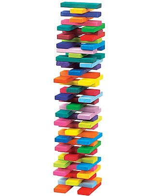 NICToys Building Tower Construction set with box - 60 pieces - Rainbow - 100% FSC Wood Wooden Blocks & Construction Sets