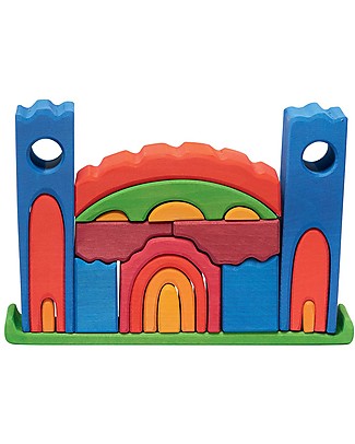 NICToys Castle Construction set - 22 pieces - Blu - 100% FSC Wood Wooden Stacking Toys