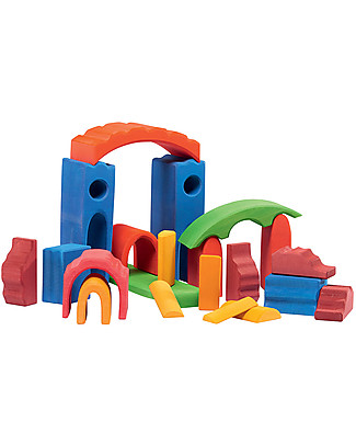 NICToys Castle Construction set - 22 pieces - Blu - 100% FSC Wood Wooden Stacking Toys