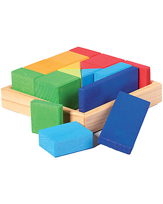 NICToys Construction Kit Mixed Shapes 16 pieces - Multicolor - 100% FSC Wood Wooden Blocks & Construction Sets