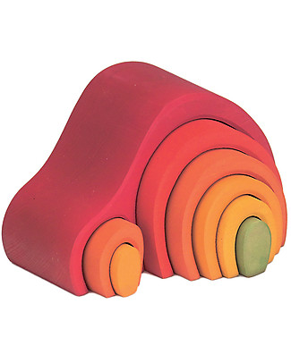NICToys Little house Construction set - 8 pieces - Red - 100% FSC Wood Wooden Stacking Toys