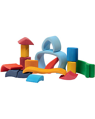 NICToys Mushroom house Construction set - 16 pieces - Multicolor - 100% FSC Wood Wooden Stacking Toys