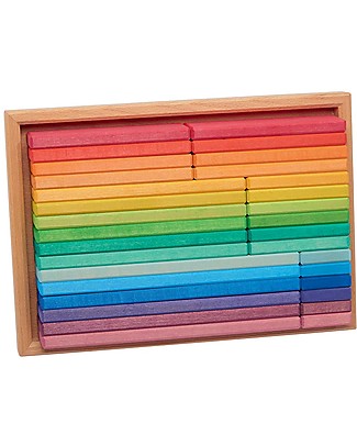 NICToys Rainbow Building set with Box - 32 pieces - 100% FSC Wood Wooden Blocks & Construction Sets