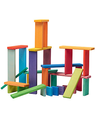 NICToys Rainbow Building set with Box - 32 pieces - 100% FSC Wood Wooden Blocks & Construction Sets