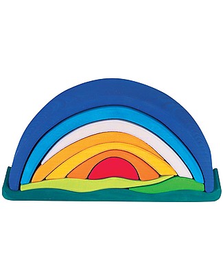 NICToys Sunrise Rainbow Construction Set 10 pieces - Blue - 100% FSC Wood Wooden Stacking Toys