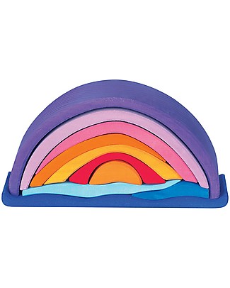 NICToys Sunset Rainbow Construction Set 10 pieces - Purple - 100% FSC Wood Wooden Stacking Toys