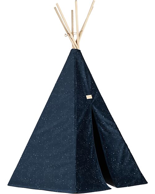 Nobodinoz Arizona Teepee - Midnight Blue and Silver - 128x258 cm - Eco-Velvet Tepees & Tents