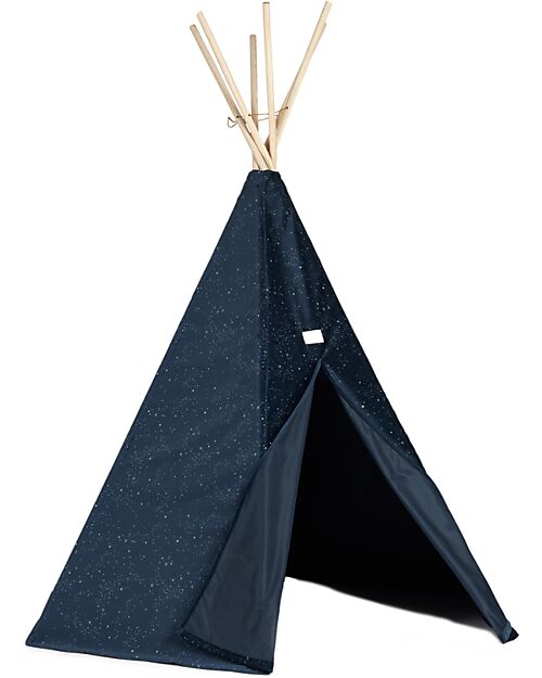 Nobodinoz Arizona Teepee - Midnight Blue and Silver - 128x258 cm - Eco-Velvet Tepees & Tents