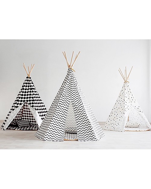 Nobodinoz Arizona Teepee, Scales Black Organic cotton and pine