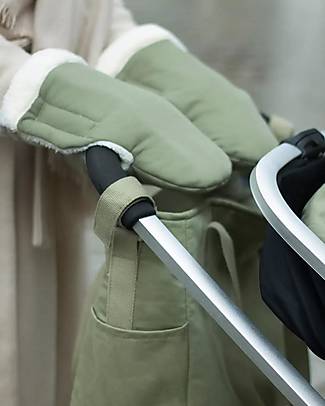 Nobodinoz Baby on the Go Waterproof Stroller Mittens - Olive Green - Oeko-Tex Organic Cotton Gloves
