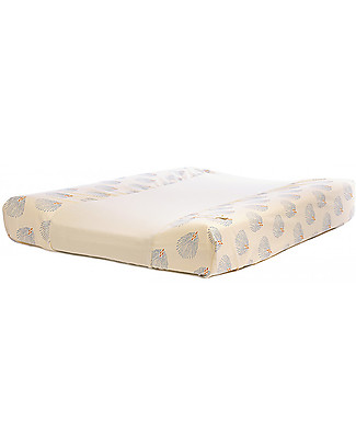 Nobodinoz Calma Changing Mat & Cover - Blue Gatsby / Cream - 70x50x10 cm - Organic cotton Changing Mats And Covers
