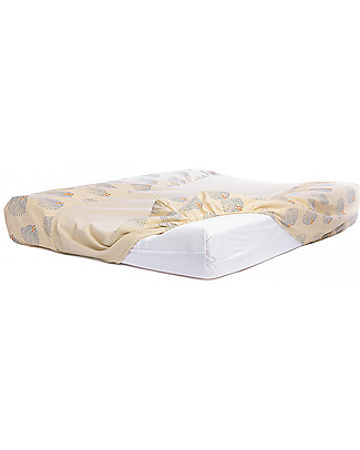 Nobodinoz Calma Changing Mat & Cover - Blue Gatsby/Cream - 70x50x10 cm - Organic cotton Changing Mats And Covers