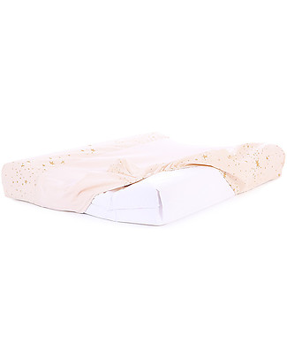 Nobodinoz Calma Changing Mat & Cover, Gold Stella/Dream Pink - 70x50x10 cm - Organic Cotton Changing Tables