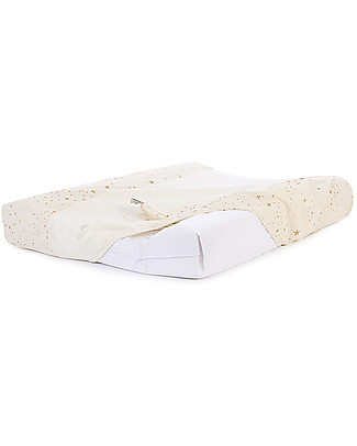 Nobodinoz Calma Changing Mat & Cover, Gold Stella/Natural - 70x50x10 cm - Organic Cotton Changing Tables