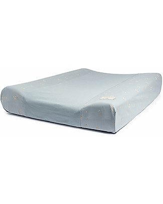 Nobodinoz Calma Changing Mat & Cover - Willow Soft Dune - 70X50X10 cm - Organic Cotton Changing Mats And Covers