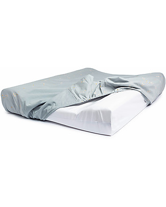 Nobodinoz Calma Changing Mat & Cover - Willow Soft Dune - 70x50x10 cm - Organic Cotton Changing Mats And Covers