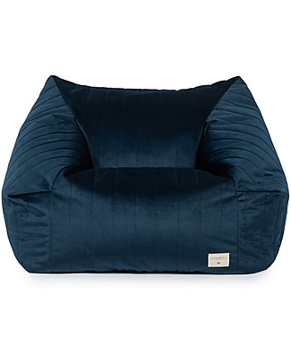 Nobodinoz Chelsea Velvet Beanbag - Night Blue - 72x75x42 cm - Eco-Velvet from 100% Recycled Fibres Cushions
