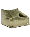 Nobodinoz Chelsea Velvet Beanbag - Olive Green - 72x75x42 cm - Eco-Velvet from 100% Recycled Fibres Pouf