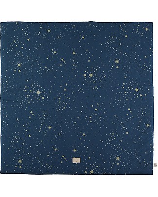 Nobodinoz Colorado Square Playmat, Gold Stella/Night Blue - 100x100 cm - Organic cotton Carpets