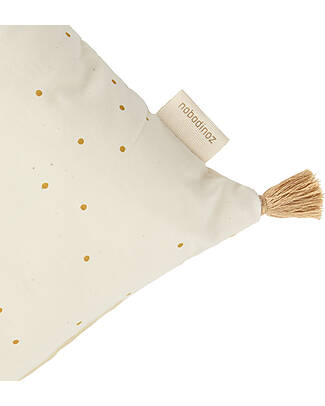 Nobodinoz Cushion with Tassels 35x20cm - Honey Sweet Dots Natural - Organic Cotton Cushions