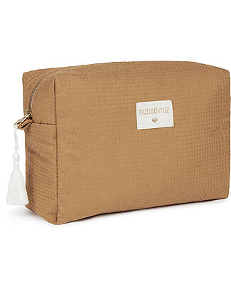 Nobodinoz Diva Waterproof Beauty Case - Caramel - 16x25x10 cm - Organic Cotton Makeup Bags and Pouches