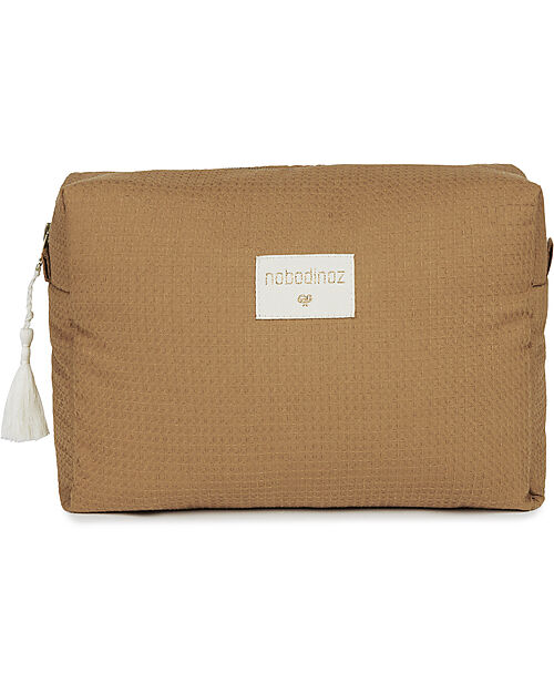Nobodinoz Diva Waterproof Beauty Case - Caramel - 16x25x10 cm - Organic Cotton Makeup Bags and Pouches