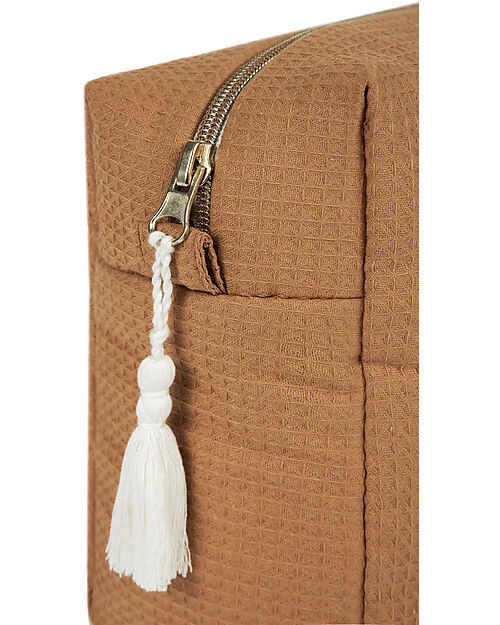 Nobodinoz Diva Waterproof Beauty Case - Caramel - 16x25x10 cm - Organic Cotton Makeup Bags and Pouches