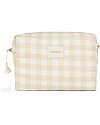 Nobodinoz Diva Waterproof Beauty Case - Ivory Checks - 16x25x10 cm - Organic Cotton Makeup Bags and Pouches