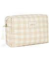 Nobodinoz Diva Waterproof Beauty Case - Ivory Checks - 16x25x10 cm - Organic Cotton Makeup Bags and Pouches