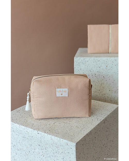 Nobodinoz Diva Waterproof Beauty Case - Nude - 16x25x10 cm - Organic Cotton Makeup Bags and Pouches
