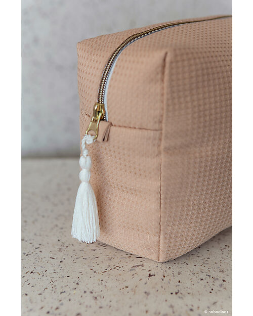 Nobodinoz Diva Waterproof Beauty Case - Nude - 16x25x10 cm - Organic Cotton Makeup Bags and Pouches