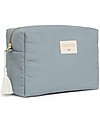 Nobodinoz Diva Waterproof Beauty Case - Stone Blue - 16x25x10 cm - Organic Cotton Makeup Bags and Pouches
