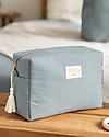 Nobodinoz Diva Waterproof Beauty Case - Stone Blue - 16x25x10 cm - Organic Cotton Makeup Bags and Pouches