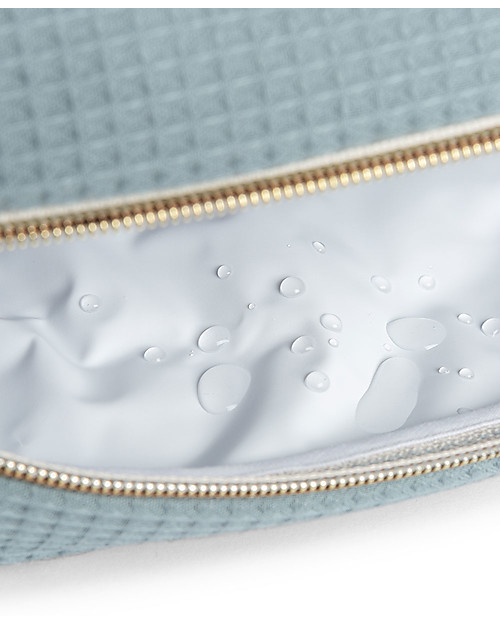 Nobodinoz Diva Waterproof Beauty Case - Stone Blue - 16x25x10 cm - Organic Cotton Makeup Bags and Pouches