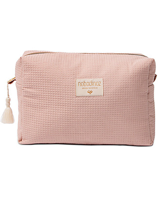 Nobodinoz Diva Waterproof Vanity Case, Misty Pink - 16x25x10 cm - Organic Cotton Makeup Bags and Pouches