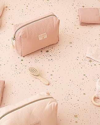 Nobodinoz Diva Waterproof Vanity Case, Misty Pink - 16x25x10 cm - Organic Cotton Makeup Bags and Pouches