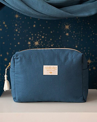Nobodinoz Diva Waterproof Vanity Case, Night Blue - 16x25x10 cm - Organic Cotton Makeup Bags & Pouches