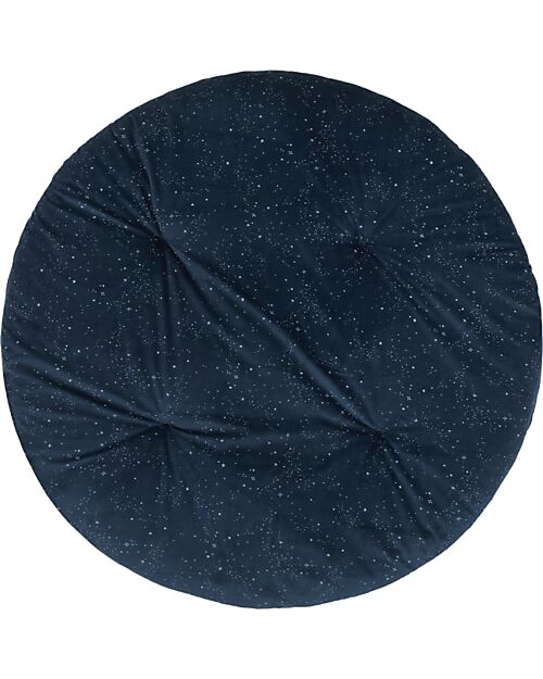 Nobodinoz Fluffy PlayMat - Midnight Blue and Silver - 110 dm x 6 cm - Eco-Velvet Playmats